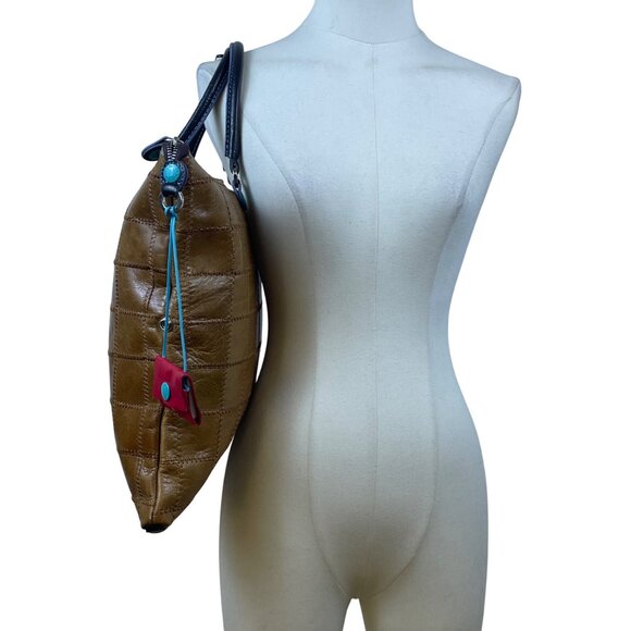 Gabs Womens Camel/Brown Leather With Quilted Design & Black Handles Tote Bag - Picture 8 of 13